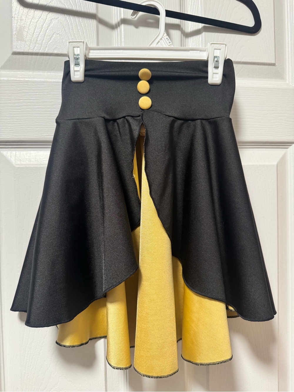 Revolution Black and Gold High-Waist Flared Skirt with Button Detail- LC